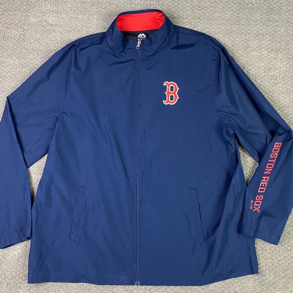 Boston Red Sox Full Zip Windbreaker Jacket Men's 2XL Majestic Blue Baseball XXL - Picture 1 of 13